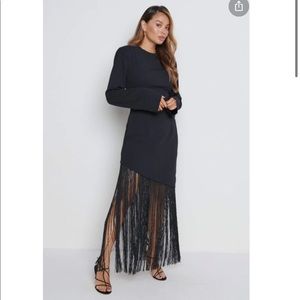 NWT: Francoise Fringed Maxi Dress - Black